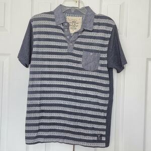 MEN'S PX CLOTHING PREMIUM XPRESSION BLUE & WHITE STRIPED SHORT SLEEVE POLO